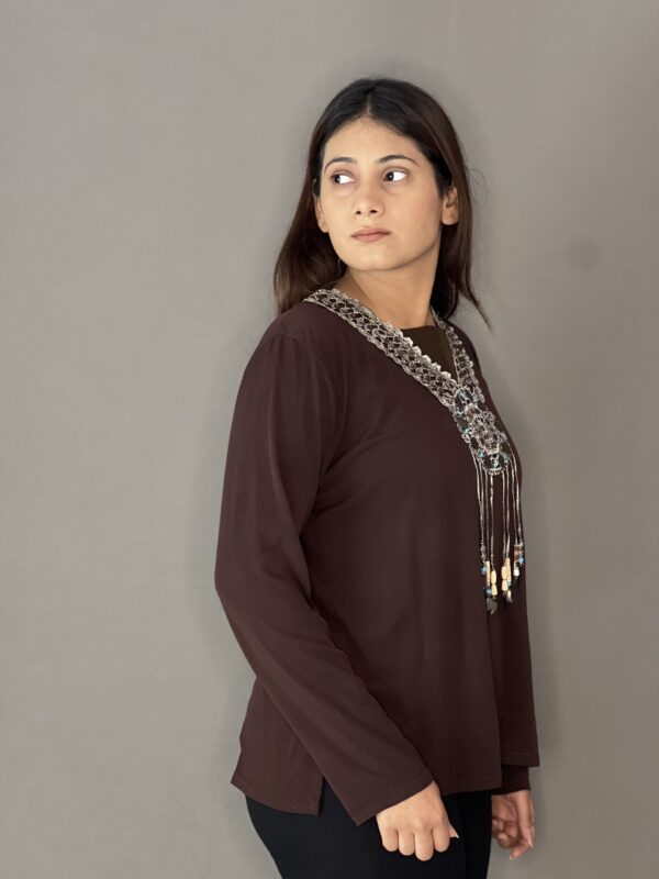 brown Full Sleeves Top - Image 2